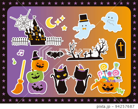 かわいいハロウィンのイラストセット素材 かわいいハロウィンのイラストセット素材 94257687