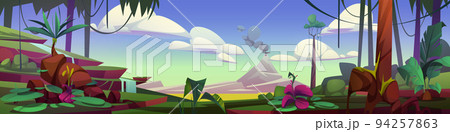 Prehistoric landscape, cartoon tropical background 94257863