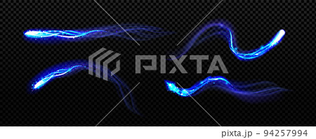 Blue magic light, smoke or wind effect with sparks 94257994