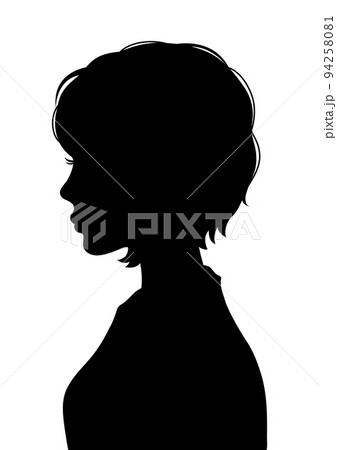 横を向いている女性のシルエットイラスト 94258081