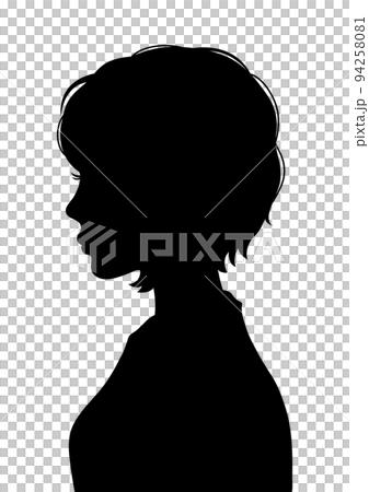 横を向いている女性のシルエットイラスト 94258081