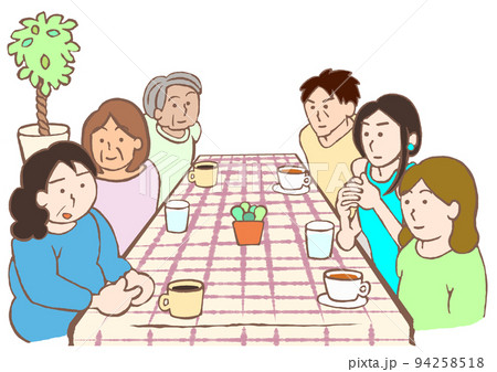 精神科の患者による懇談会のイラスト　観葉植物あり 94258518
