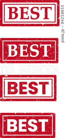 Illustration set of red stamps with the word "best" on them 94258655