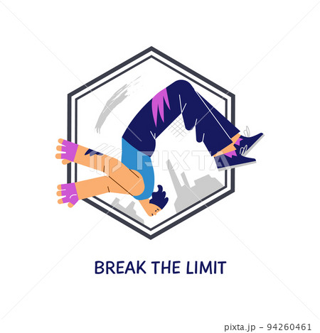 Parkour icon, young man doing backflip - flat vector illustration isolated on white background. Parkour icon, young man doing backflip - flat vector illustration isolated on white background. 94260461