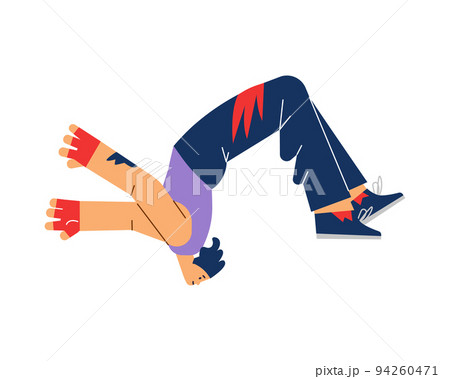 Young Man Doing Backflip During Parkour のイラスト素材