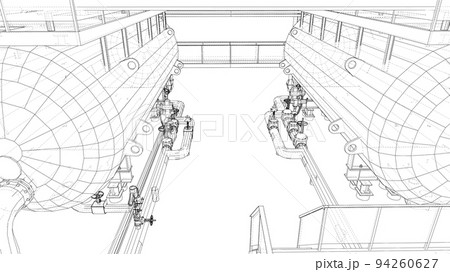 Sketch of industrial equipment. Vector 94260627