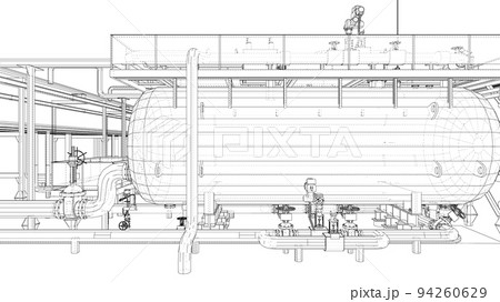 Sketch of industrial equipment. Vector 94260629