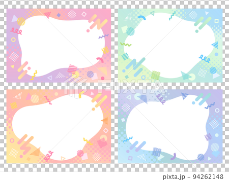 彩色漸變背景和幾何圖案圖標的框架集 94262148