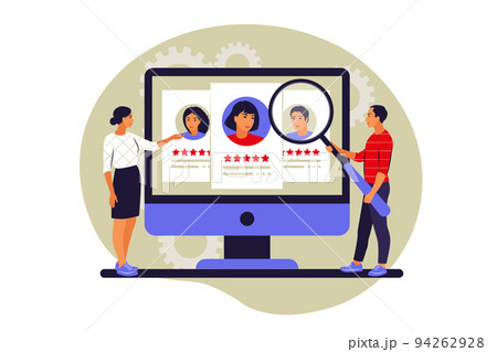 Job hunt concept. Job interview, employment process, choosing a candidate concept. Vector illustration. Flat. Job hunt concept. Job interview, employment process, choosing a candidate concept. Vector illustration. Flat. 94262928
