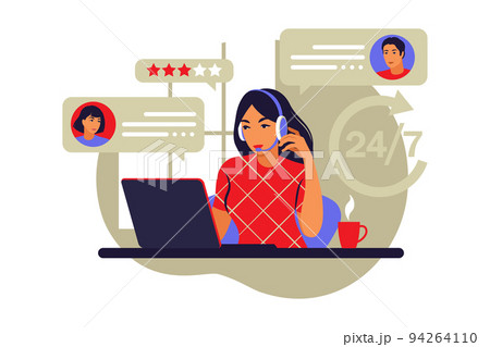 Customer service concept. Support, assistance, call center. Vector illustration. Flat. 94264110