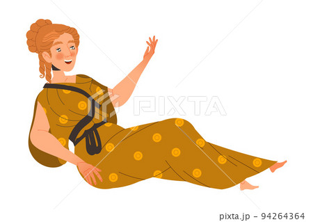 Ancient Woman Roman Character from Classical Antiquity Lying and Talking Vector Illustration 94264364