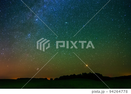 Night landscape with stars, simple background with stars 94264778