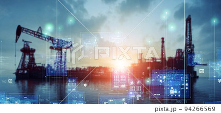 油田開発とテクノロジー バナー・広告向け横長ビジュアル 油田開発とテクノロジー バナー・広告向け横長ビジュアル 94266569