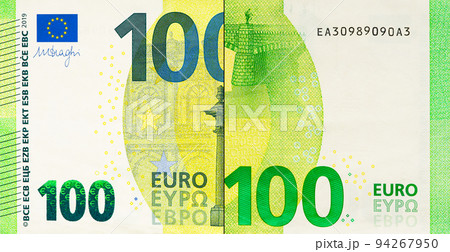 One hundred Euro bill. 100 euro banknote. The euro is the official currency of the European Union 94267950