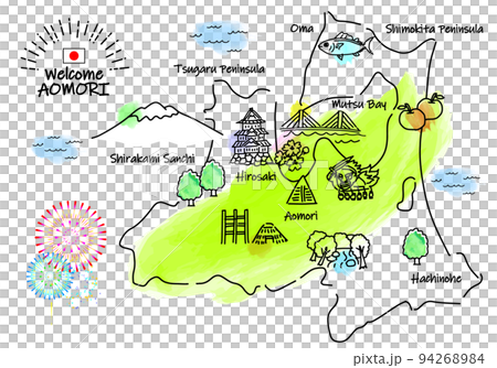 Aomori tourist spot simple line drawing... - Stock Illustration ...