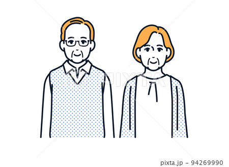 正面を向く老夫婦のベクターイラスト素材 94269990