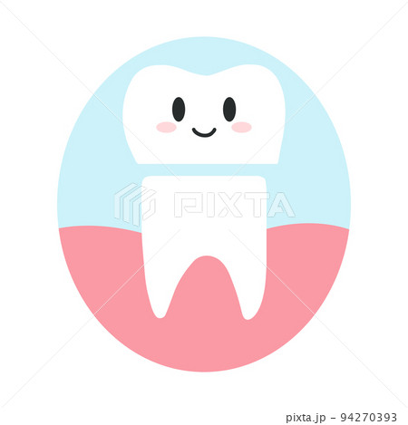 Dental crown restoration on tooth in cartoon flat style. Vector illustration of healthy teeth character, dental care concept, oral hygiene Dental crown restoration on tooth in cartoon flat style. Vector illustration of healthy teeth character, dental care concept, oral hygiene 94270393