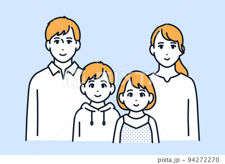 4人家族:若い夫婦と子供2人のベクターイラスト素材 4人家族:若い夫婦と子供2人のベクターイラスト素材 94272270