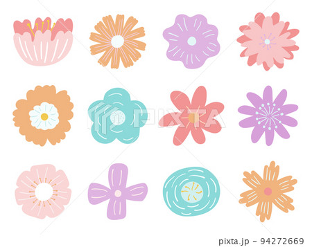 カラフルな花のイラストセット カラフルな花のイラストセット 94272669