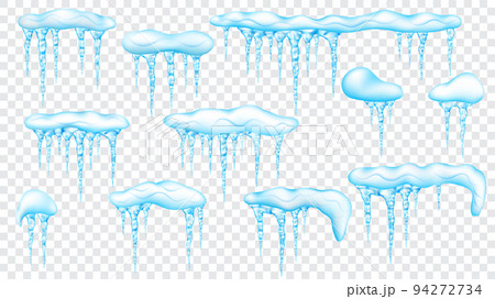 Set of snowdrifts with translucent icicles 94272734