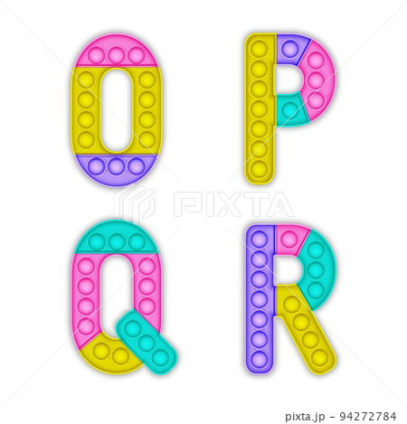 A set of realistic pop it toys in the form of an alphabet. 94272784