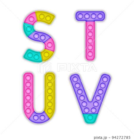 A set of realistic pop it toys in the form of an alphabet. A set of realistic pop it toys in the form of an alphabet. 94272785