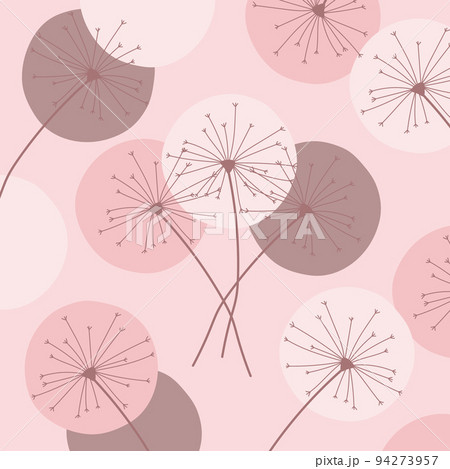Dandelions on a pink background. Dandelion vector. Background with abstract flowers, dandelions. Dandelions on a pink background. Dandelion vector. Background with abstract flowers, dandelions. 94273957