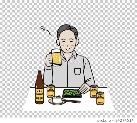 中年男子喝啤酒喝晚酒喝太多喝醉了插圖 94274514