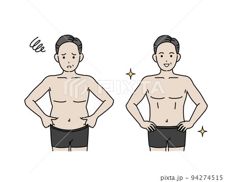 中年男性のウエストの変化 お腹 贅肉 中年太り ダイエット イラスト 中年男性のウエストの変化 お腹 贅肉 中年太り ダイエット イラスト 94274515