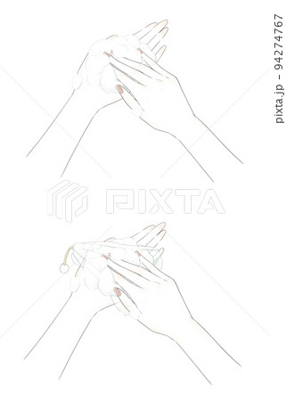 洗顔の泡立てをする手のイラスト 94274767
