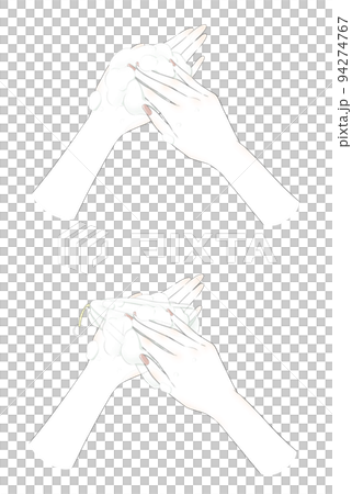 洗顔の泡立てをする手のイラスト 94274767