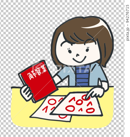 girl reviewing answers girl reviewing answers 94276715