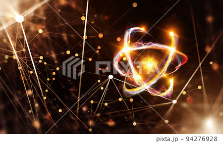 Nanotechnology, Molecule model image . Mixed media 94276928