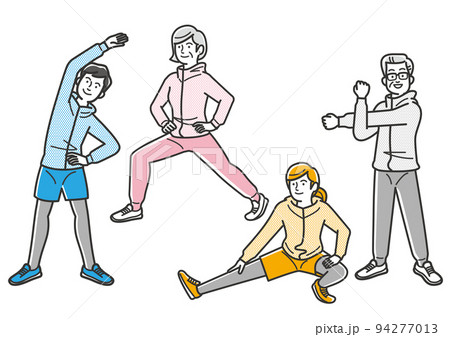 準備体操する人々のイラストセット 94277013