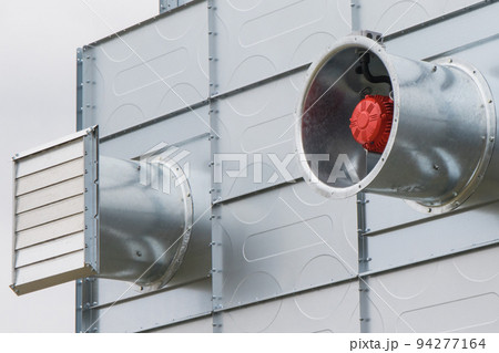 Ventilation fan using in grain dryer. Detail of agricultural equipments Ventilation fan using in grain dryer. Detail of agricultural equipments 94277164