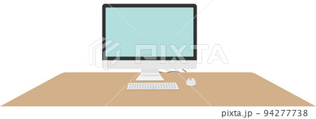 木の机の上のデスクトップPC　背景なし　透過PNG　透明 94277738