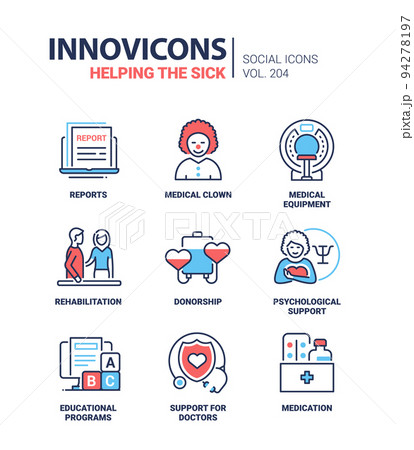 Helping the sick - modern colorful line design style icons Helping the sick - modern colorful line design style icons 94278197