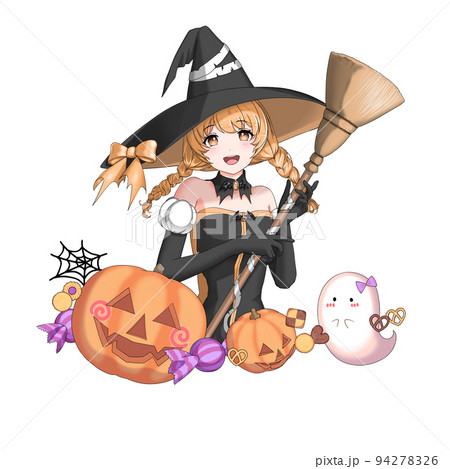 魔女のコスプレをしたオレンジ担当三つ編みの女の子 魔女のコスプレをしたオレンジ担当三つ編みの女の子 94278326