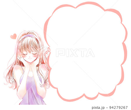 好きなことを想像して笑顔の女性 吹き出し 好きなことを想像して笑顔の女性 吹き出し 94279267