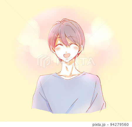 笑顔の可愛い男性 黒髪 やわらかいのイラスト素材