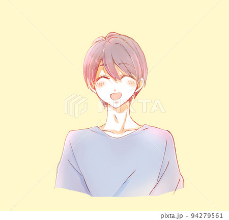 笑顔の可愛い男性 黒髪 やわらかいのイラスト素材
