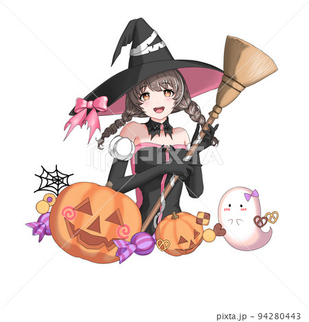 【自然な髪色】魔女のコスプレをしたピンク担当三つ編みの女の子 【自然な髪色】魔女のコスプレをしたピンク担当三つ編みの女の子 94280443