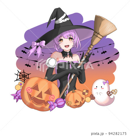 【背景あり】魔女のコスプレをした紫担当ボブの女の子 94282175