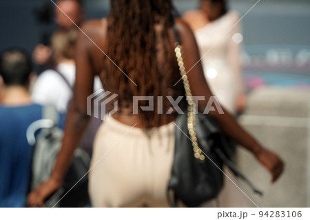 new york black girl at rockfeller center out of focus 94283106