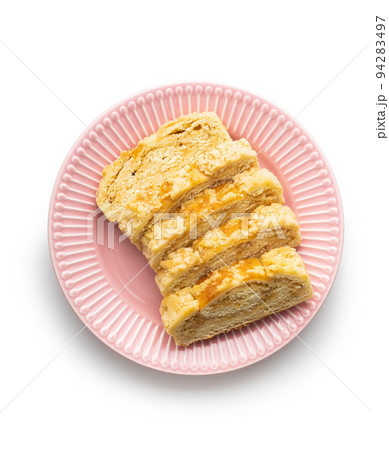 Sweet pie with nut flavor isolated on white background. 94283497