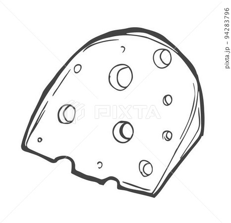 Cheese slice icon. Hand drawn simple doodle 94283796