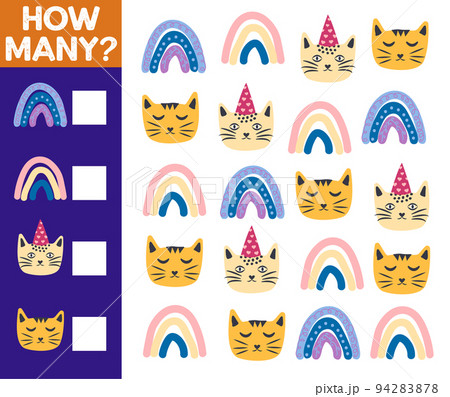 How many Cat, game for children. printable worksheet 94283878