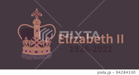 Crown of Queen Elizabeth II. Vector bunner to mourn the death of the Queen of Great Britain in 2022. Crown of Queen Elizabeth II. Vector bunner to mourn the death of the Queen of Great Britain in 2022. 94284330