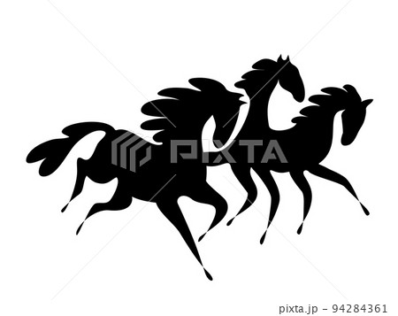 Three horses riding icon with negative space.のイラスト素材 [94284361] - PIXTA