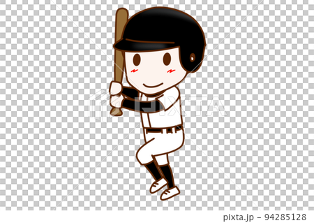 (Whole body oblique) A man holding a bat and enjoying baseball 94285128